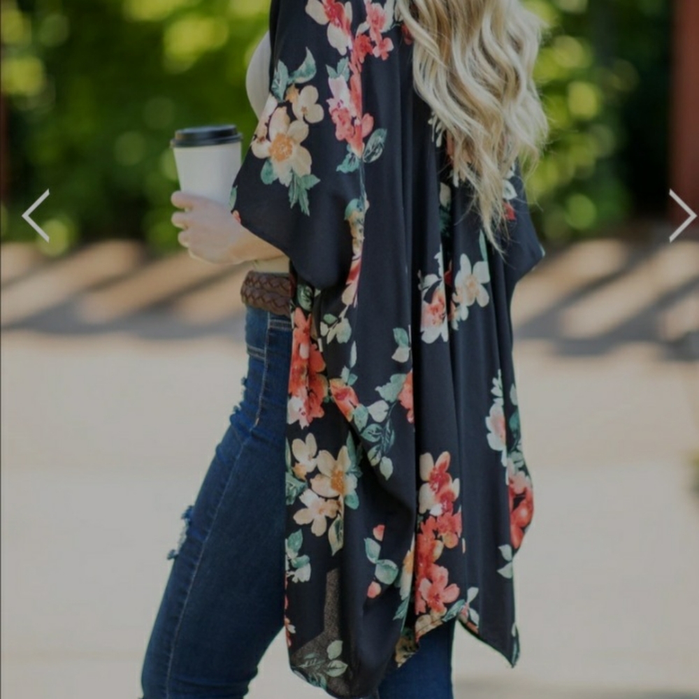 Soul Young Sheer Floral Kimono